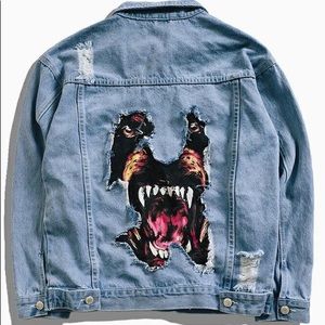 Denim Jacket with Dog / Rottweiler Design